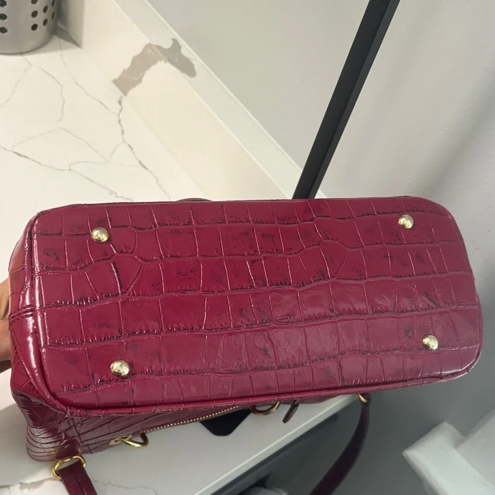 Samantha Thavasa Red Croc-Embossed Satchel